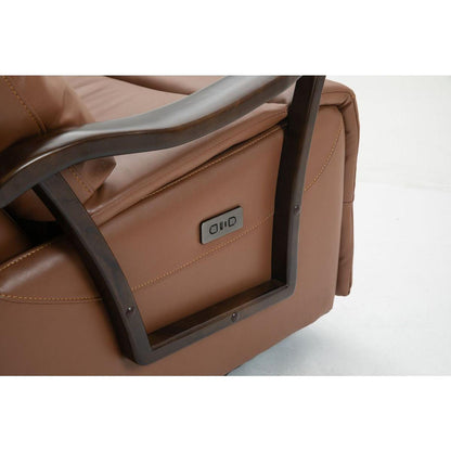 Swivel Rocker Recliner Power Glider Chair with Solid Wood Armrests - Extra Wide Reclining Sofa Chair Upholstered Faux Leather Living Room Single Sofa 350 lbs