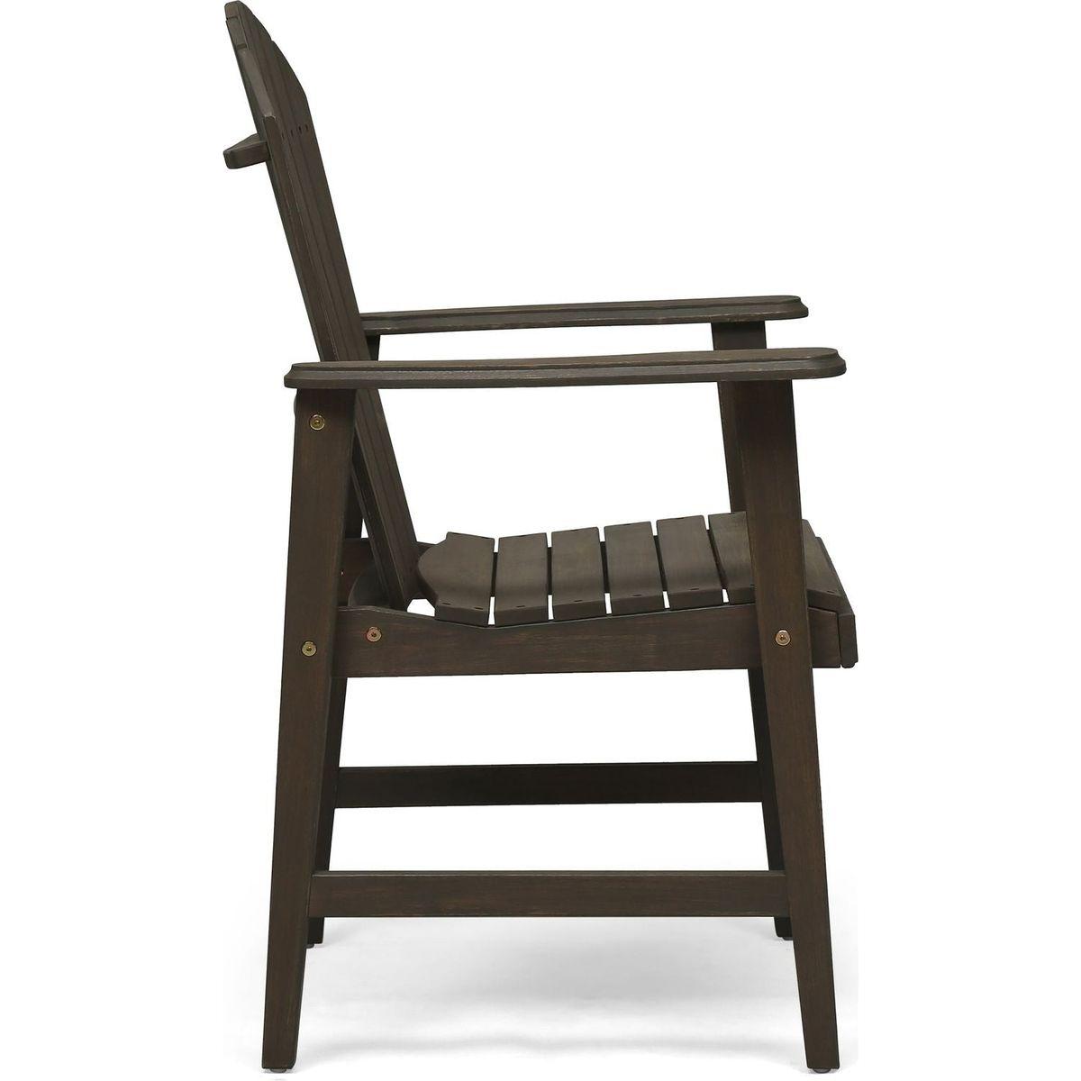 Acacia Wood Adirondack Dining Chairs (Set of 2), Gray Finish