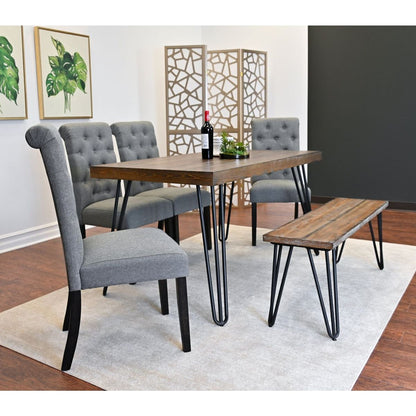 Ashford 6-Piece Dining Set, Hairpin Dining Table with 4 Chairs and Bench, 4 Color Options