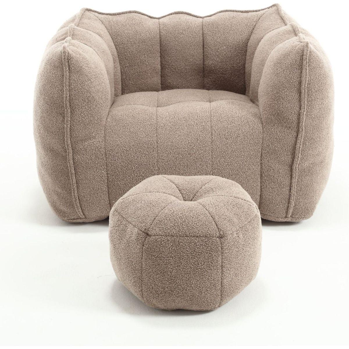 Soft Bean Bag Chair with High Resilient Foam(Chips)for living room and bedroom,Comfortable Square Lazy Sofa with Footstool, Cover for Adults to Gaming, Reading, and Watching TV - Streamdale Furniture