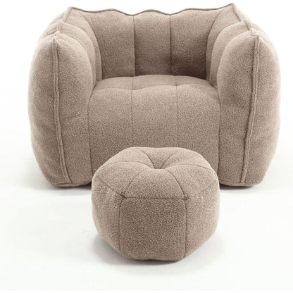 Soft Bean Bag Chair with High Resilient Foam(Chips)for living room and bedroom,Comfortable Square Lazy Sofa with Footstool, Cover for Adults to Gaming, Reading, and Watching TV - Streamdale Furniture