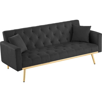 BLACK Convertible Folding Futon Sofa Bed, Sleeper Sofa Couch for Compact Living Space.