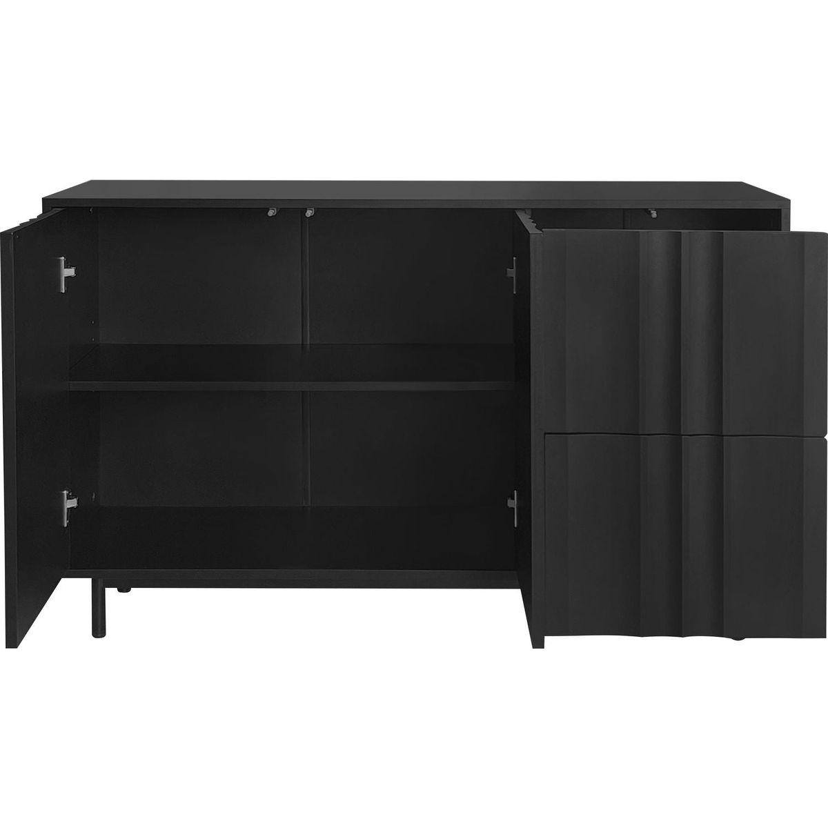 Wave Pattern Storage Cabinet with 2 Doors and 2 Drawers, Adjustable, Suitable for Study,Entrance and Living Room