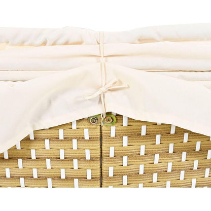 Patio Furniture Round Outdoor Sectional Sofa Set Rattan Daybed Two-Tone Weave Sunbed with Retractable Canopy, Separate Seating and Removable Cushion, Beige