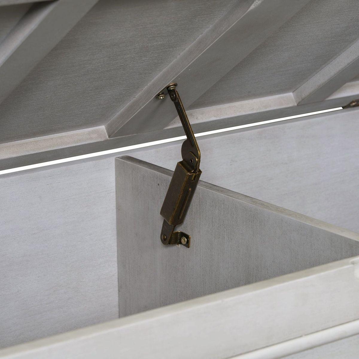 Rustic Style Solid wood Entryway Multifunctional Storage Bench with Safety Hinge (Gray Wash+ Beige)