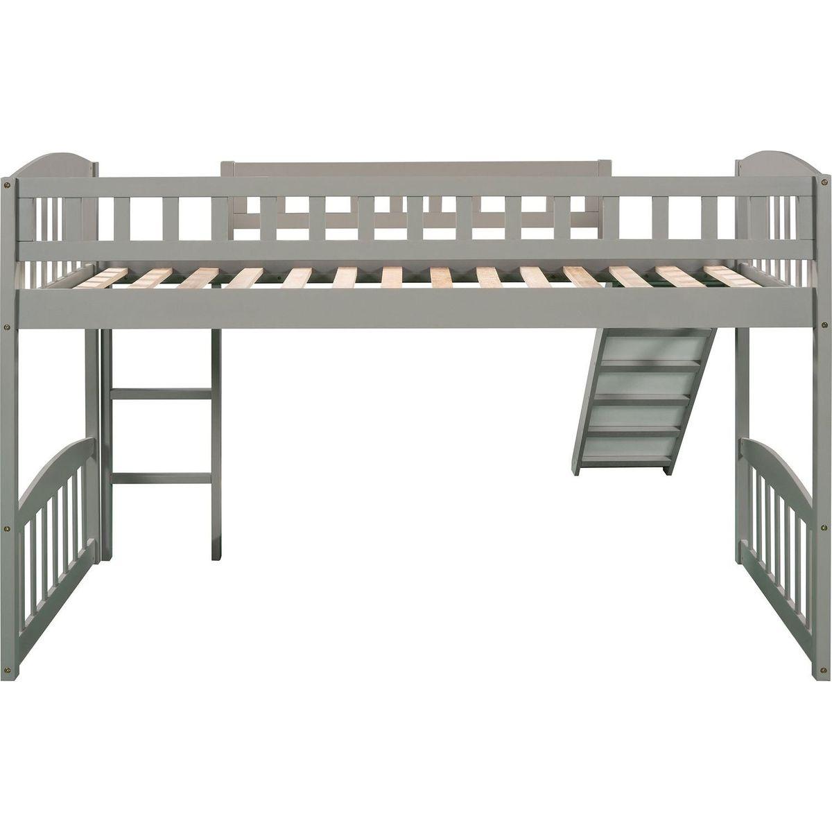 Twin size Loft Bed with Slide and Ladder, Gray