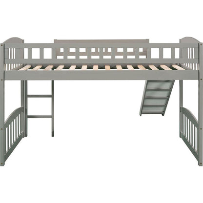 Twin size Loft Bed with Slide and Ladder, Gray
