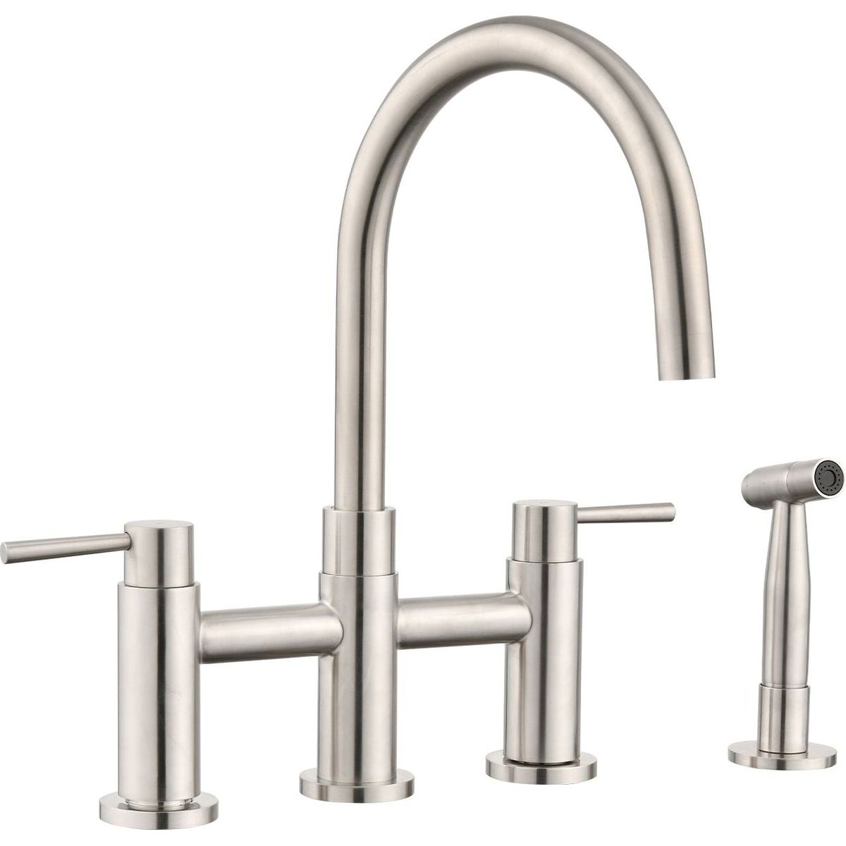 Double Handle Bridge Kitchen Faucet with Side Spray