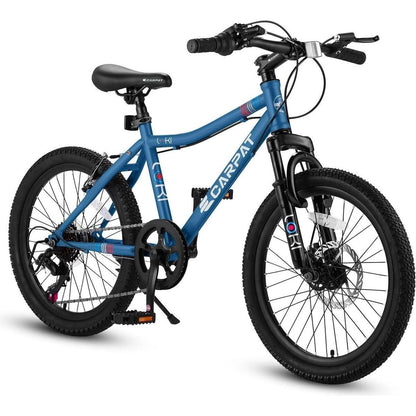 S20101 20 Inch Kids Bike, Boys Girls Mountain Bike Ages 8-12, 7 Speed Teenager Children Kids' Bicycles, Front Suspension Disc U Brake, 14 Inch Height Steel Frame