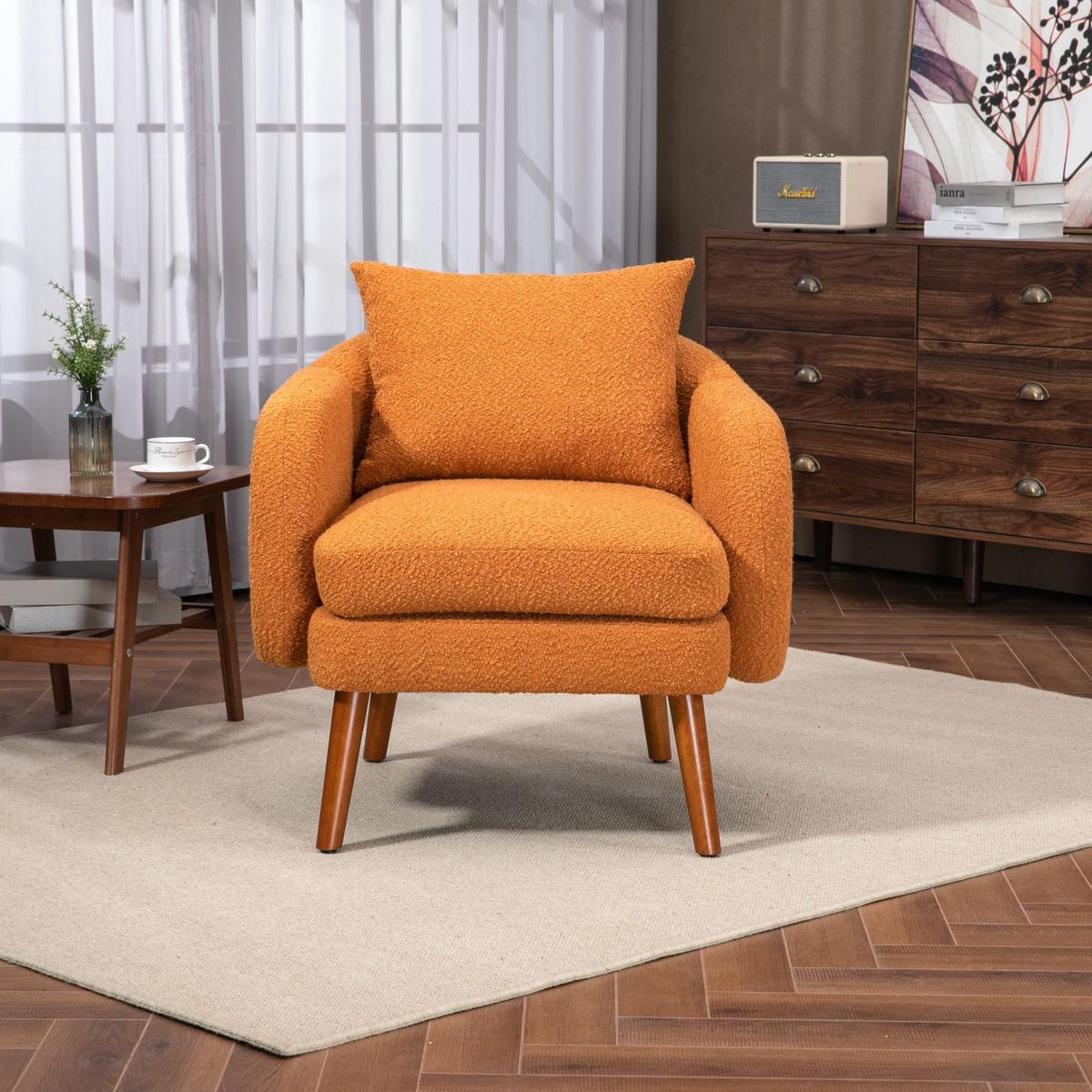 Wood Frame Armchair, Modern Accent Chair Lounge Chair for Living Room