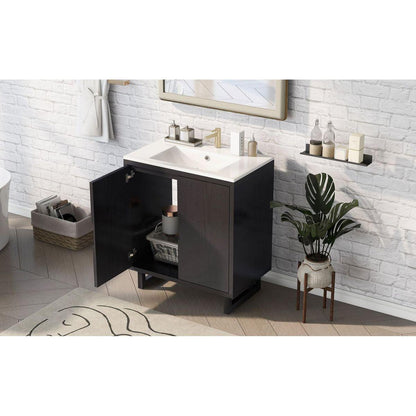 30" Bathroom vanity Set with Sink, Combo Cabinet, Bathroom Storage Cabinet, Solid Wood Frame