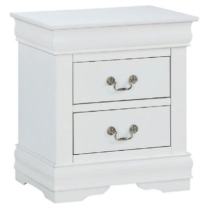 1pc White Finish Two Drawers Louis Philip Nightstand Solid Wood Contemporary & Simple Style