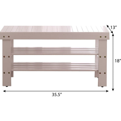 Pina Quality Solid Wood Shoe Bench, Cherry Finish