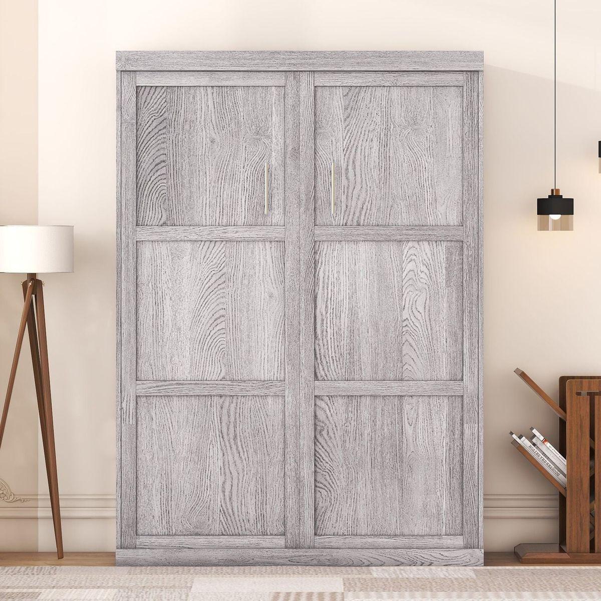Full Size Murphy Bed, can be Folded into a Cabinet, Gray
