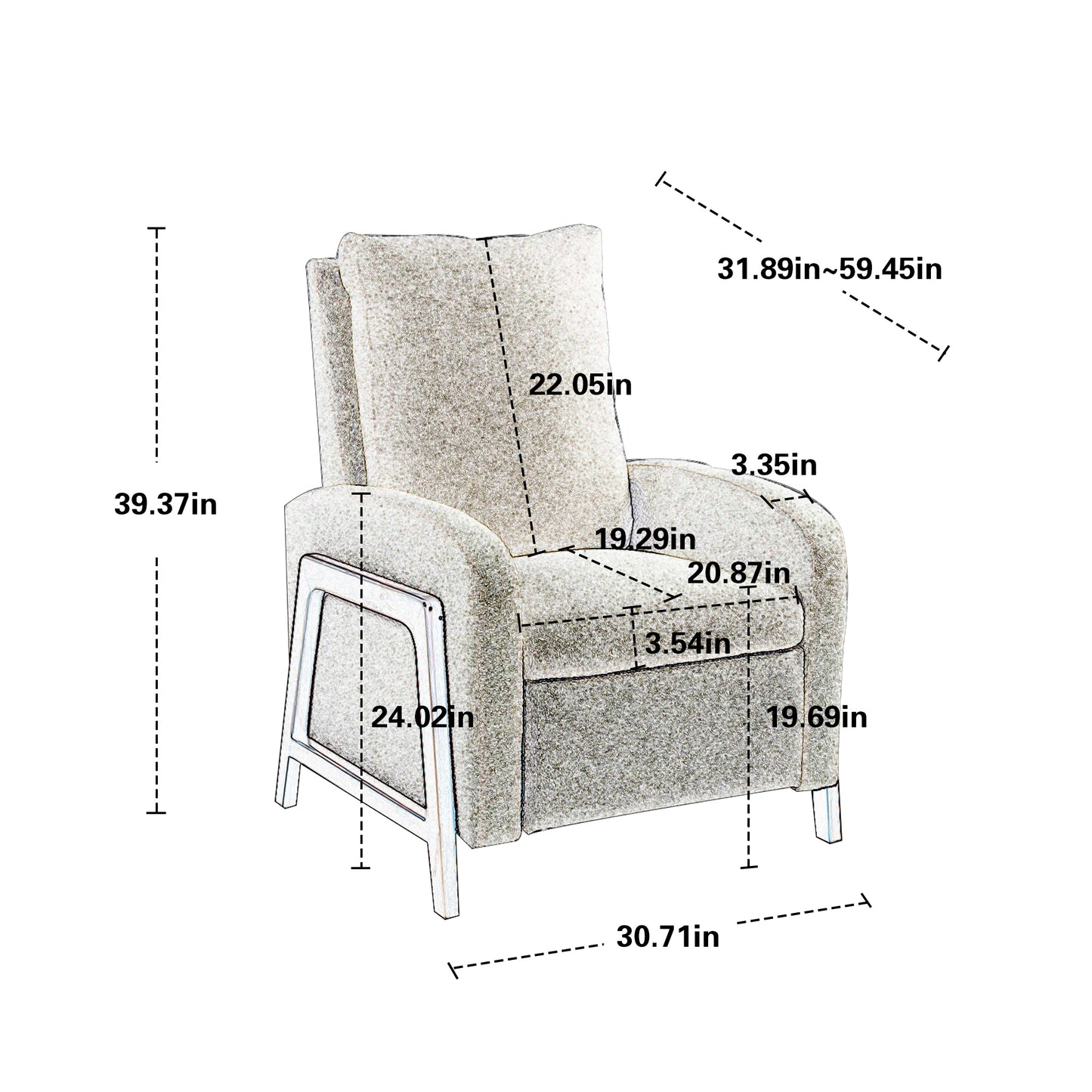 Recliner Chair Adjustable Home Theater Single Fabric Recliner Sofa Furniture with Thick Seat Cushion and Backrest Modern Living Room Recliners