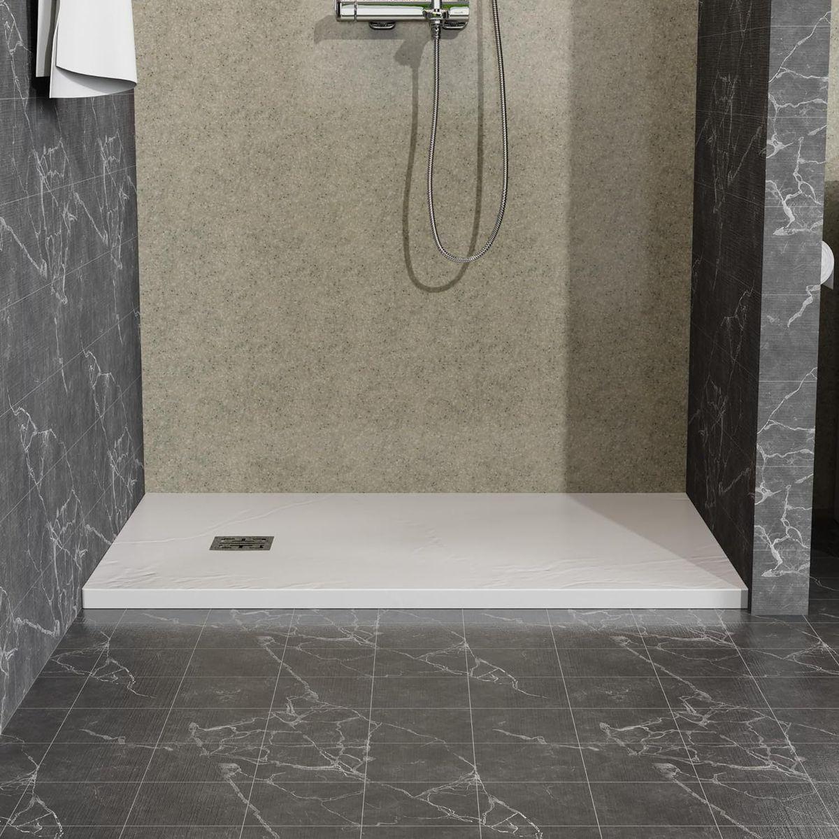 32"x48" White ABS & Acrylic Shower Base with Drain kit and Stainless Steel Cover