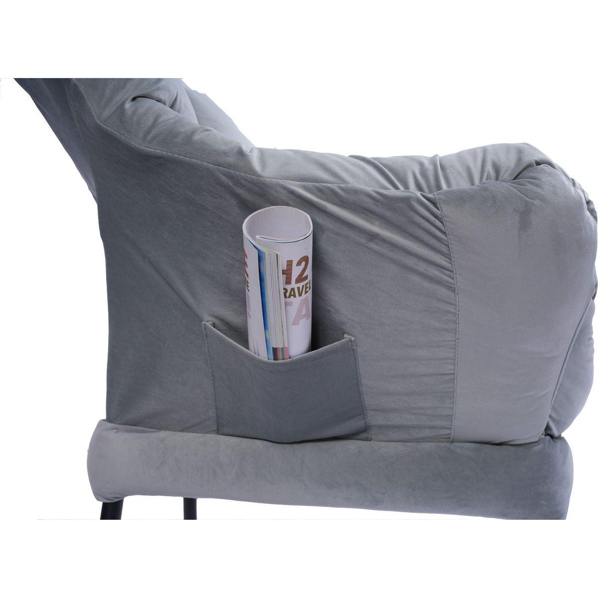 Living Room Chairs Modern Cotton Fabric Lazy Chair, Accent Contemporary Lounge Chair, Single Steel Frame Leisure Sofa Chair with Armrests and A Side Pocket (Light Gray02)