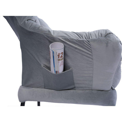 Living Room Chairs Modern Cotton Fabric Lazy Chair, Accent Contemporary Lounge Chair, Single Steel Frame Leisure Sofa Chair with Armrests and A Side Pocket (Light Gray02)