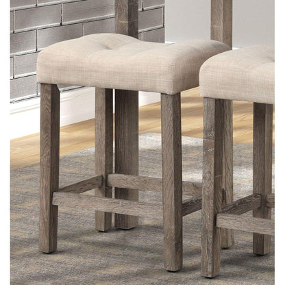 Sora Button Tufted Counter Height Saddle Stool, Set of 2, Taupe