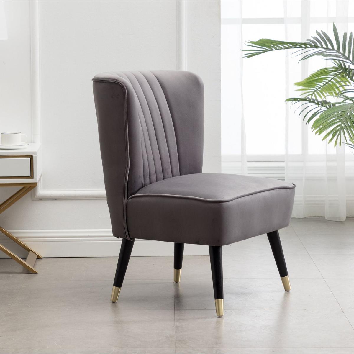 Elon Contemporary Velvet Upholstered Accent Chair, Gray