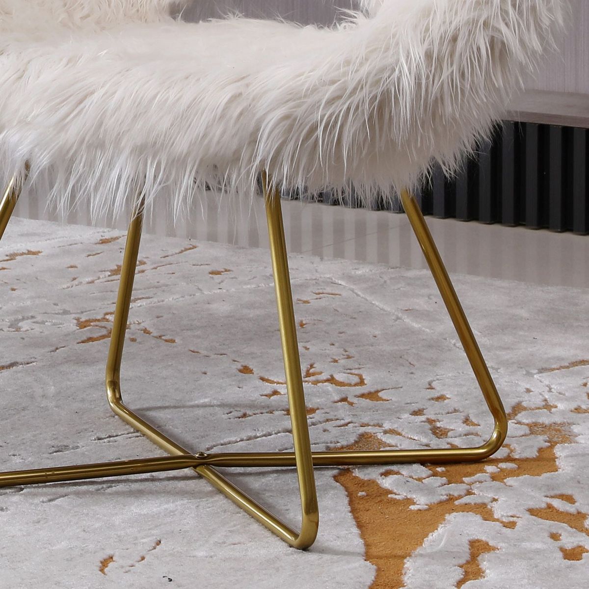 Slatina Faux Fur Upholstered Accent Chair, White