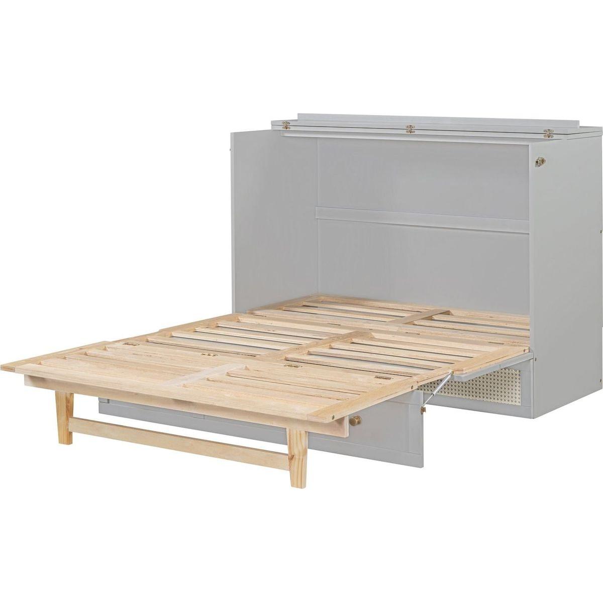 Full Size Murphy Bed with Large Drawers,Gray