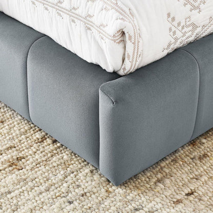 Full Size Upholstered Tufted Bed Frame, Sofa Bed Frame with Comfortable Backrest and Armrests, Full Size Bed for Bedroom, Living Room,Velvet, Grey(80.5"x59"x30.5")