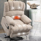 23" Seat Width and High Back Large Size Beige Chenille Power Lift Recliner Chair with 8-Point Vibration Massage and Lumbar Heating