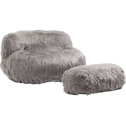 Bean Bag Chair Faux fur Lazy Sofa /Footstool Durable Comfort Lounger High Back Bean Bag Chair Couch for Adults and Kids, Indoor