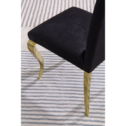 Modern Velvet Dining Chairs Set of 2, Upholstered Accent Armless Chairs with Stripe Backrest