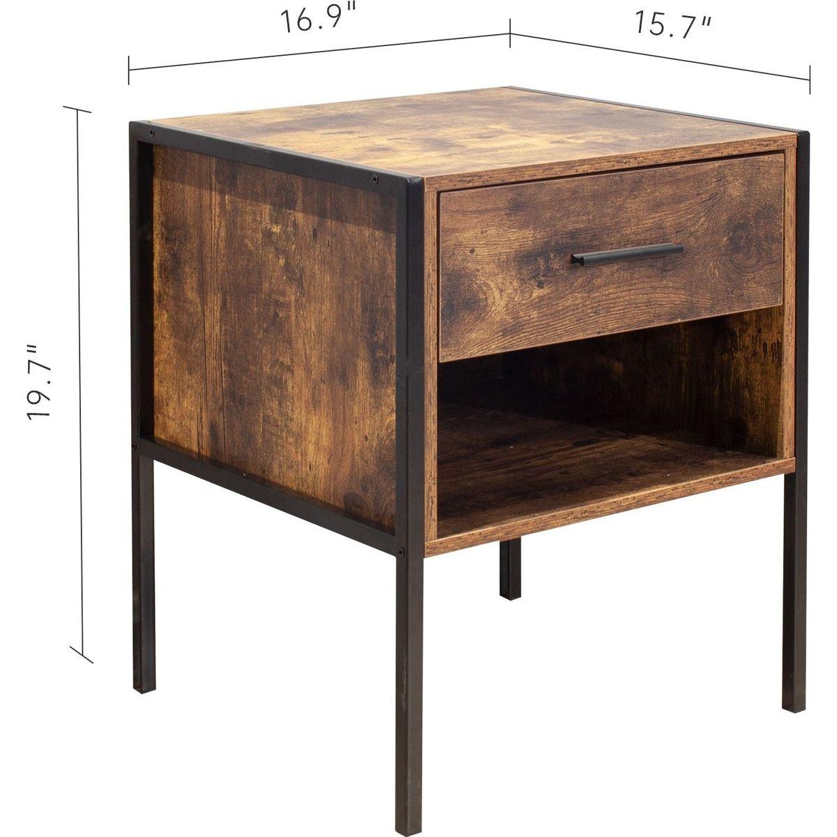 Set of 2 pcs nightstand,industrial style