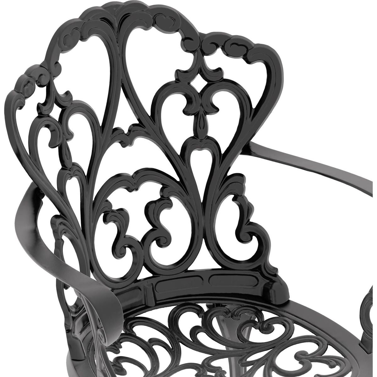 Cast Aluminum Patio Dining Chair 2PCS With Black Frame and Cushions In Random Colors