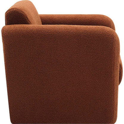 Modern Accent Chair Lambskin Sherpa Fabric Upholstered Comfy Reading Arm Chair Soft Padded Armchair with Back and Pillow for Living Room Bedroom Reception Waiting Room Office,Burnt Orange