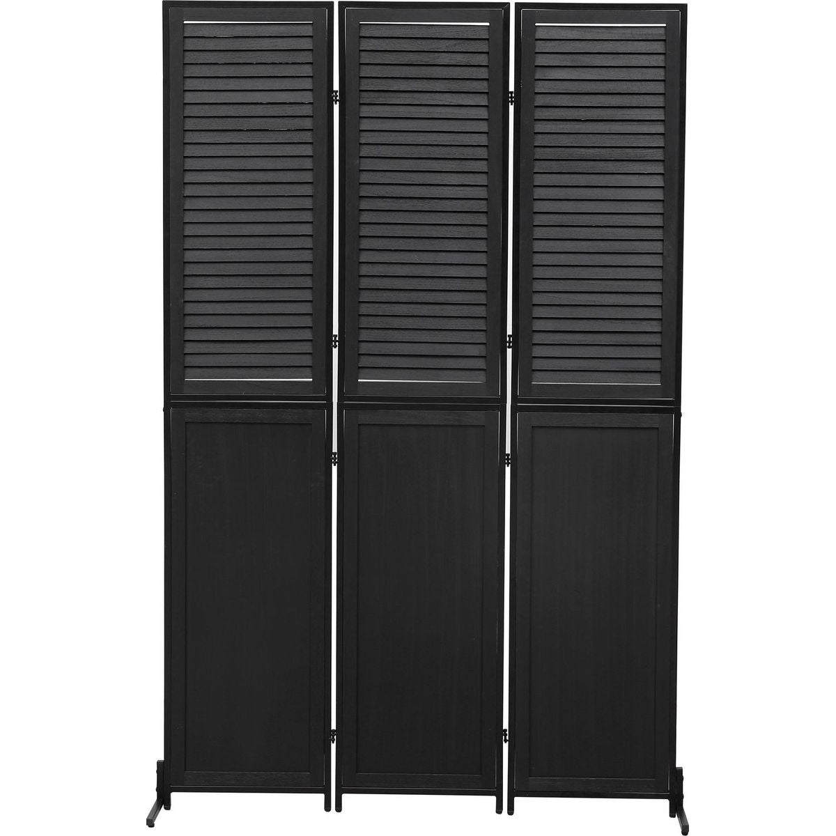 3 Panel Room Divider 6Ft Wood Folding Privacy Screen Black Room Separator Free Standing Wall Dividers (Black)