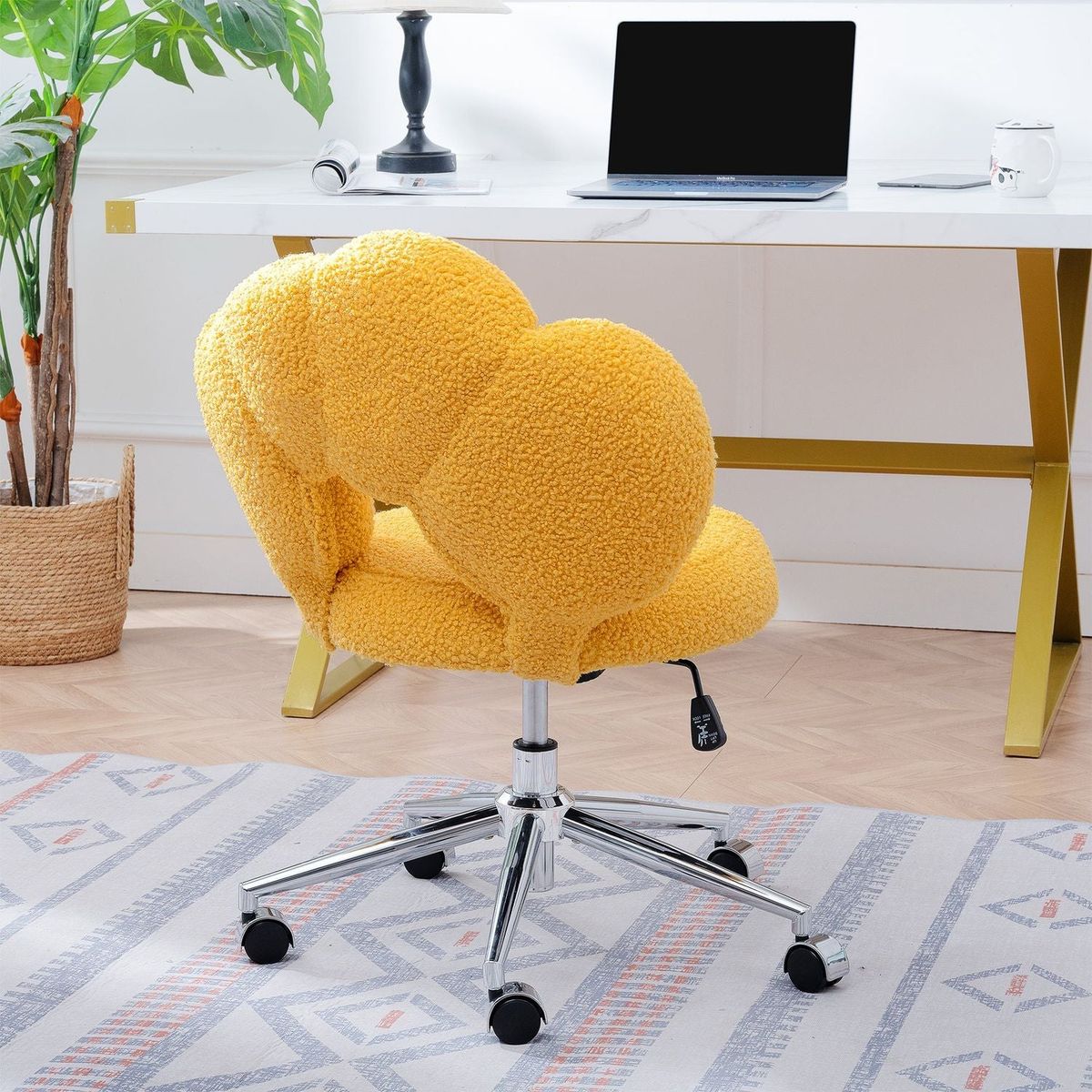 360Swivel Height Adjustable,Swivel Chair,Teddy fabric,home office chair