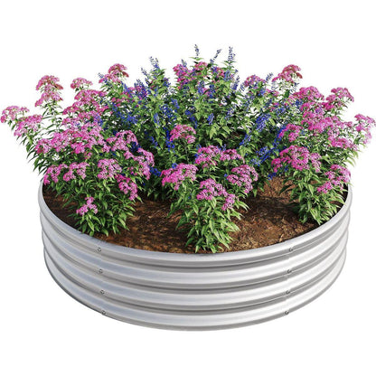 47.24x11.4" Tall Round Raised Garedn Bed,Metal Raised Beds for Vegetables, Outdoor Garden Raised Planter Box, Backyard Patio Planter Raised Beds for Flowers, Herbs, Fruits Silver