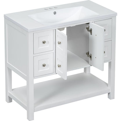 36" Bathroom Vanity with Undermount Sink,Free Standing Vanity Set with 4 Drawers& Soft Closing Doors,Solid Wood Frame Bathroom Storage Cabinet