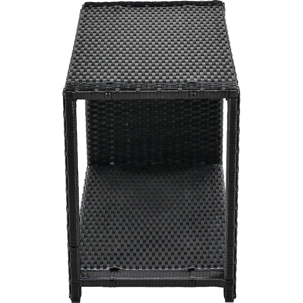 Spa Surround Spa Frame Quadrilateral Outdoor Rattan Sectional Sofa Set with Mini Sofa, Wooden Seats and Storage Spaces, Grey