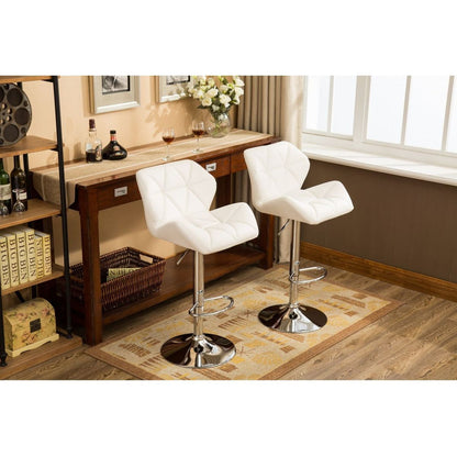 Glasgow Contemporary Tufted Adjustable Height Hidraulic Bar Stools, Set of 2, White