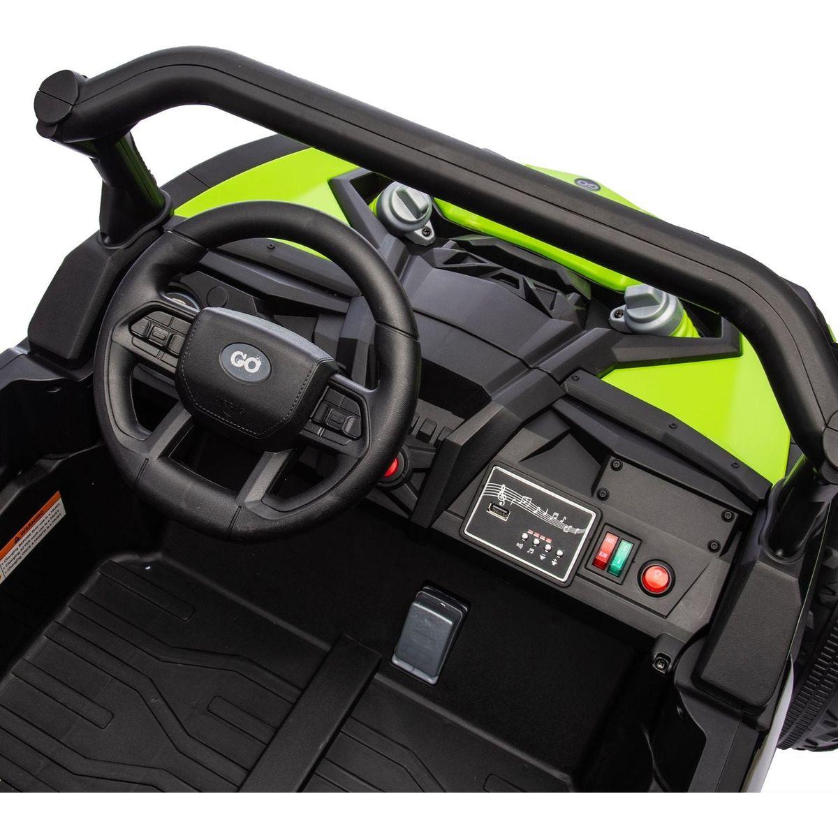 24V Two-Seater Kids Ride On UTV W/Parents Remote Control,Four-Wheel Suspension,Slow Start,Large wheel design,Anti-collision bar,Storage space,Music,USB,Bluetooth,Volume control,LED lights for Kids 3+.