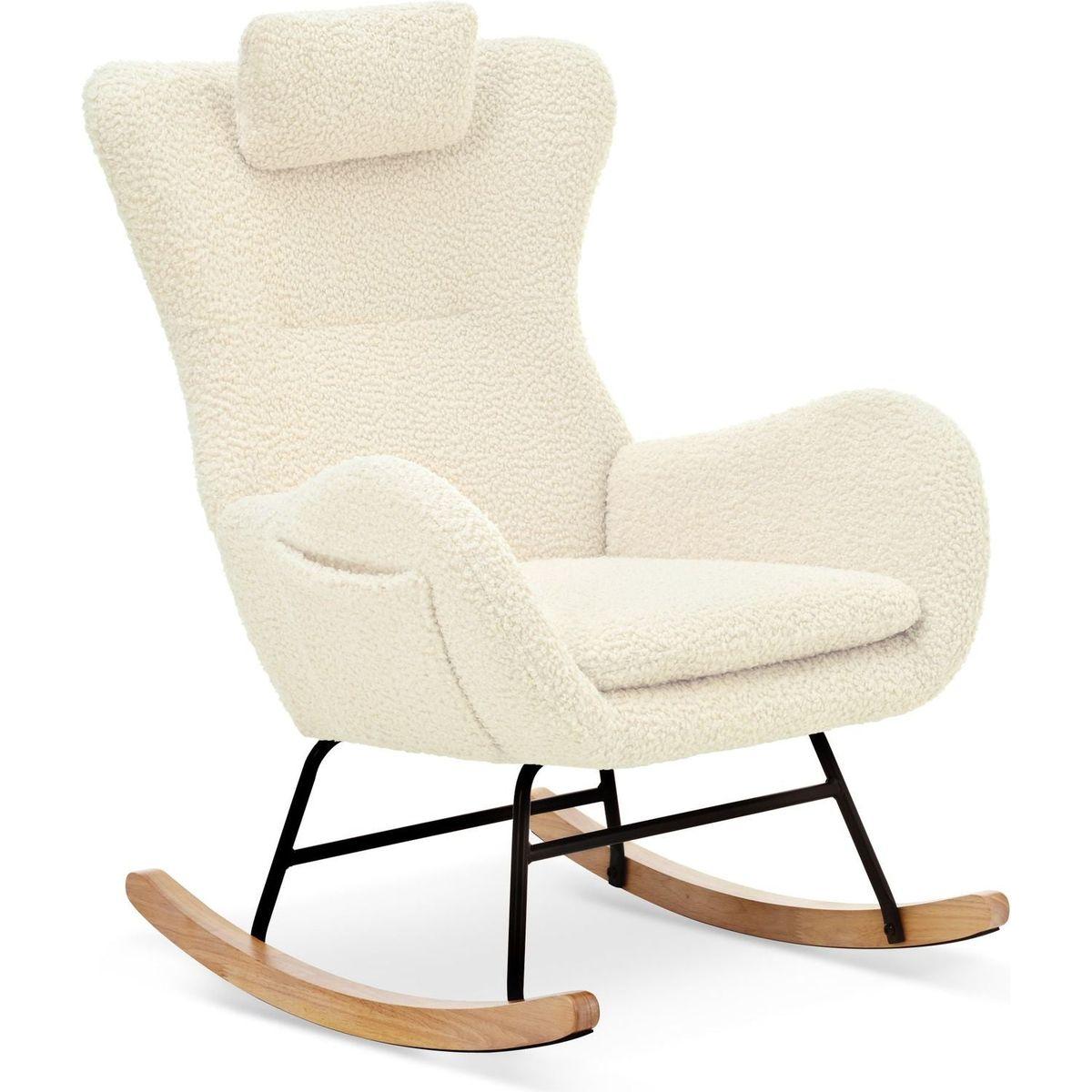 Rocking Chair - with rubber leg and cashmere fabric, suitable for living room and bedroom