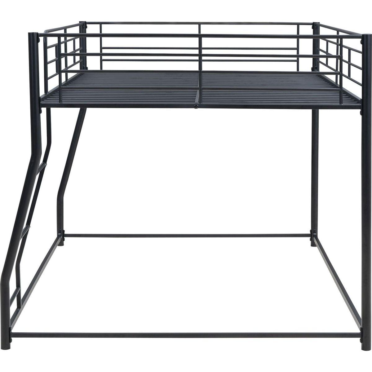 Metal Floor Bunk Bed, Full XL over Queen, Black