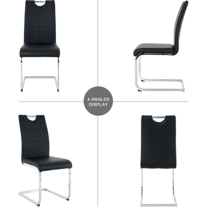 Modern Dining Chairs with Faux Leather Padded Seat Dining Living Room Chairs Upholstered Chair with Chrome Metal Legs Design for Kitchen, Living, Bedroom, Dining Room Side Chairs Set of 2