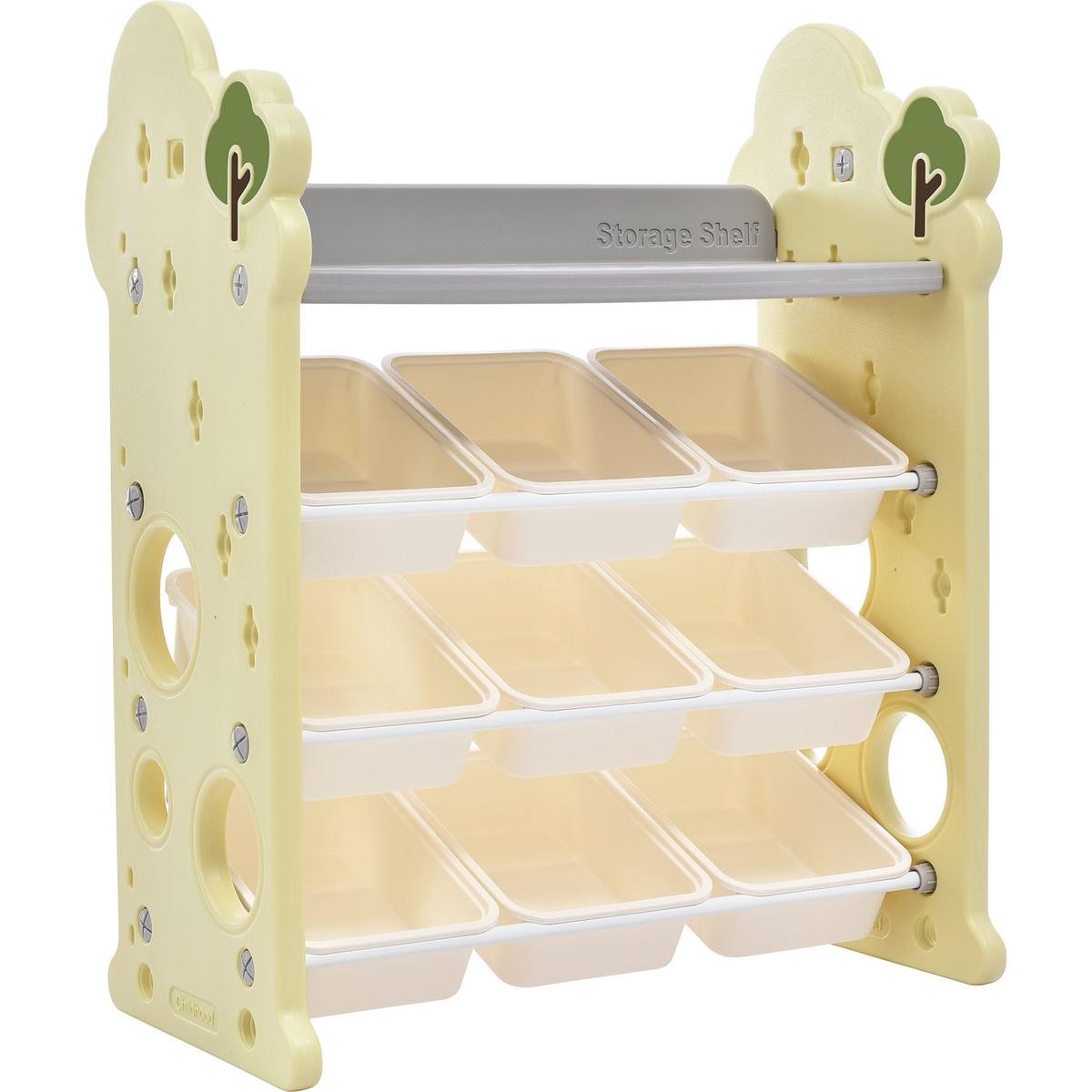 Kids Toy Storage Organizer with 14 Bins, Multi-functional Nursery Organizer Kids Furniture Set Toy Storage Cabinet Unit with HDPE Shelf and Bins for Playroom, Bedroom, Living Room