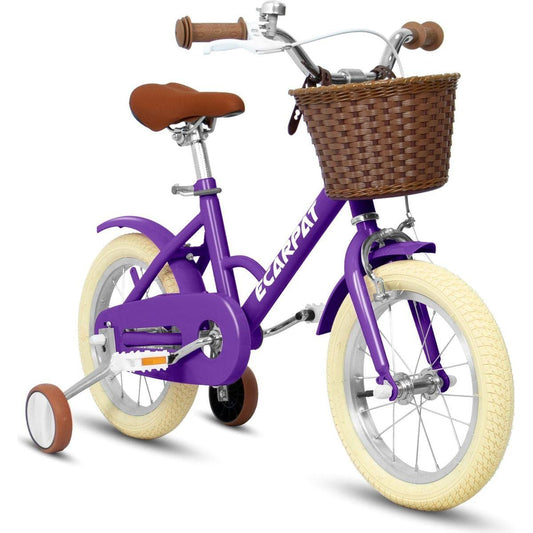 Kids'Bike Girls Bike 14 Inch Wheels,1-Speed Child Bicycles For 2-4 Years,With Removable Training Wheels Baby Toys,Front V Brake,Rear Holding Brake