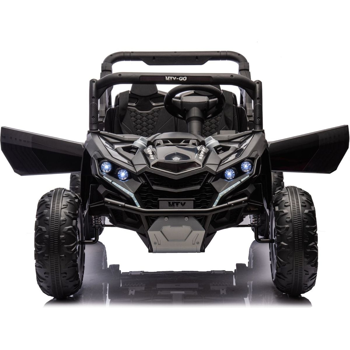 24V Two-Seater Kids Ride On UTV W/Parents Remote Control,Four-Wheel Suspension,Slow Start,Large wheel design,Anti-collision bar,Storage space,Music,USB,Bluetooth,Volume control,LED lights for Kids 3+.