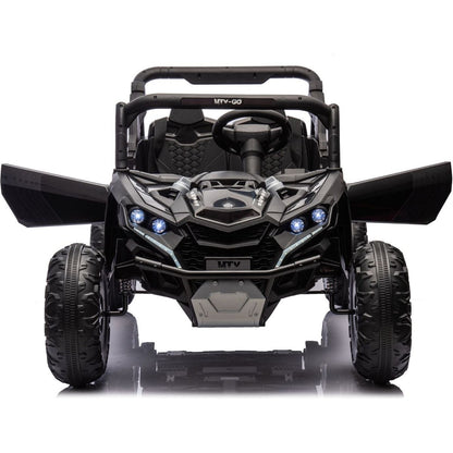 24V Two-Seater Kids Ride On UTV W/Parents Remote Control,Four-Wheel Suspension,Slow Start,Large wheel design,Anti-collision bar,Storage space,Music,USB,Bluetooth,Volume control,LED lights for Kids 3+.