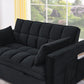 Sleeper Sofa, Convertible Sofa, Recliner, Bed, 3-in-1, 3-Position Adjustable Backrest, 2-Seater Sectional, Two Side Pockets, 2 Pillows for Living Room, Apartment, etc., Velvet Black 54" Wide.