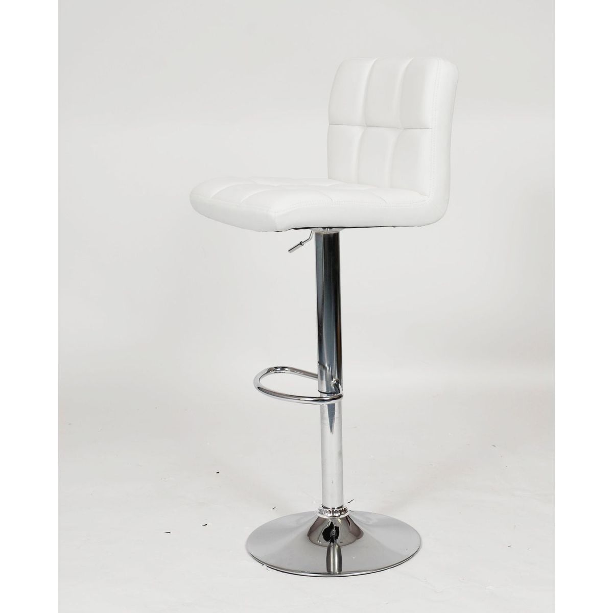 Swivel Faux Leather Adjustable Hydraulic Bar Stool, Set of 2, White