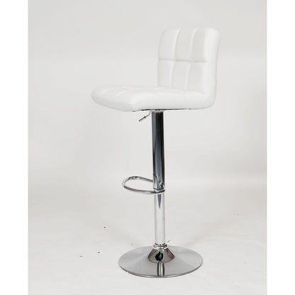 Swivel Faux Leather Adjustable Hydraulic Bar Stool, Set of 2, White